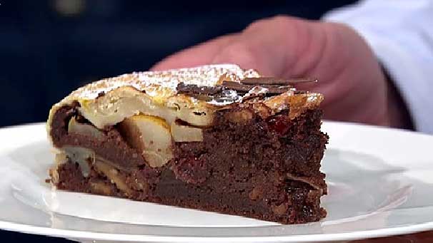 Strudelkuchen mit Schoko und Birne